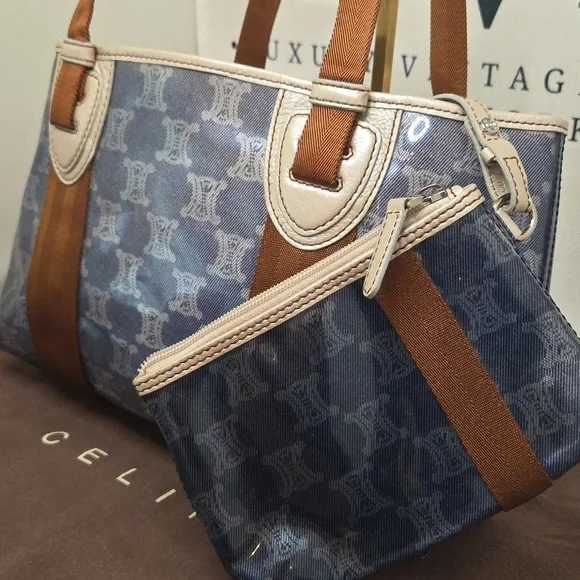 Celine Macadam Triomphe tote PVC/Leather& Pochette Early 2000s excellent cond - Picture 9 of 15